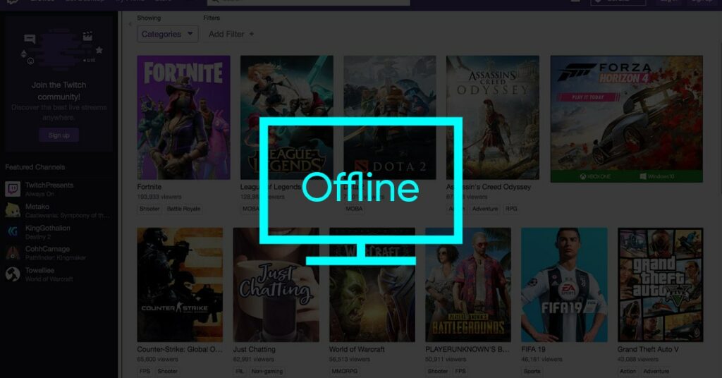 Add offline screen to Twitch