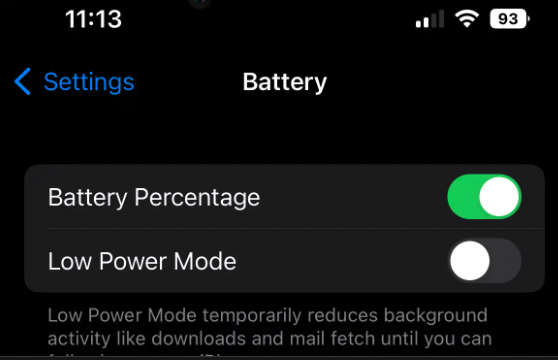 battery percentage on ios 16