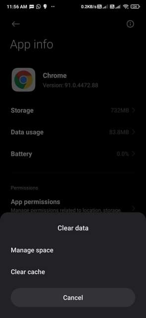 Clear Cache of Google Chrome