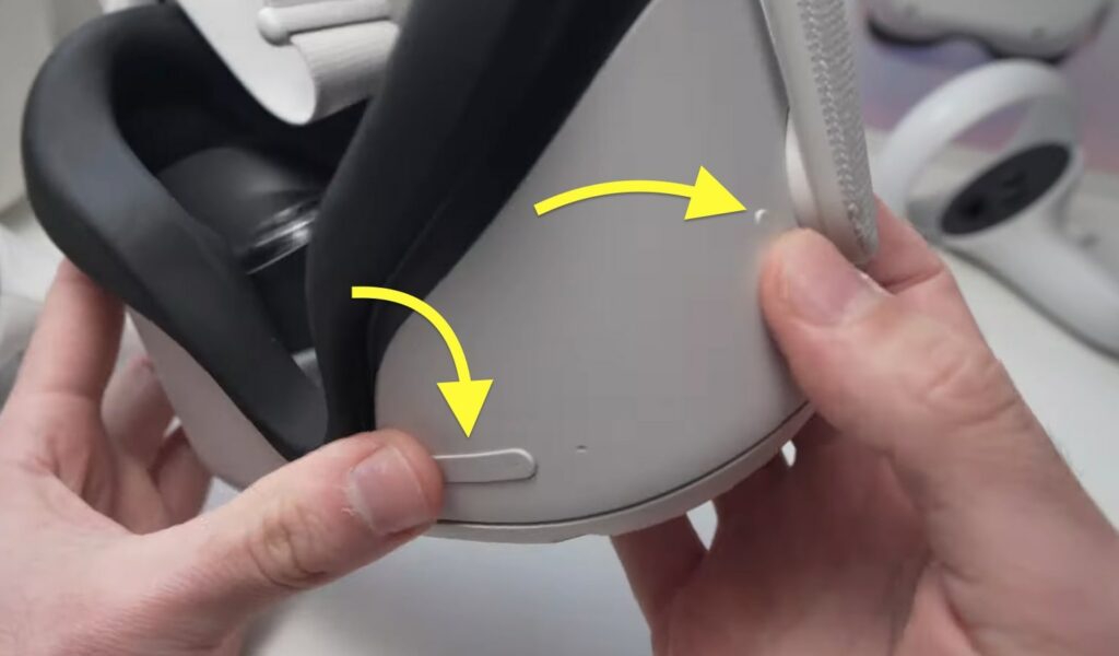 press and hold power button and volume down on quest 2